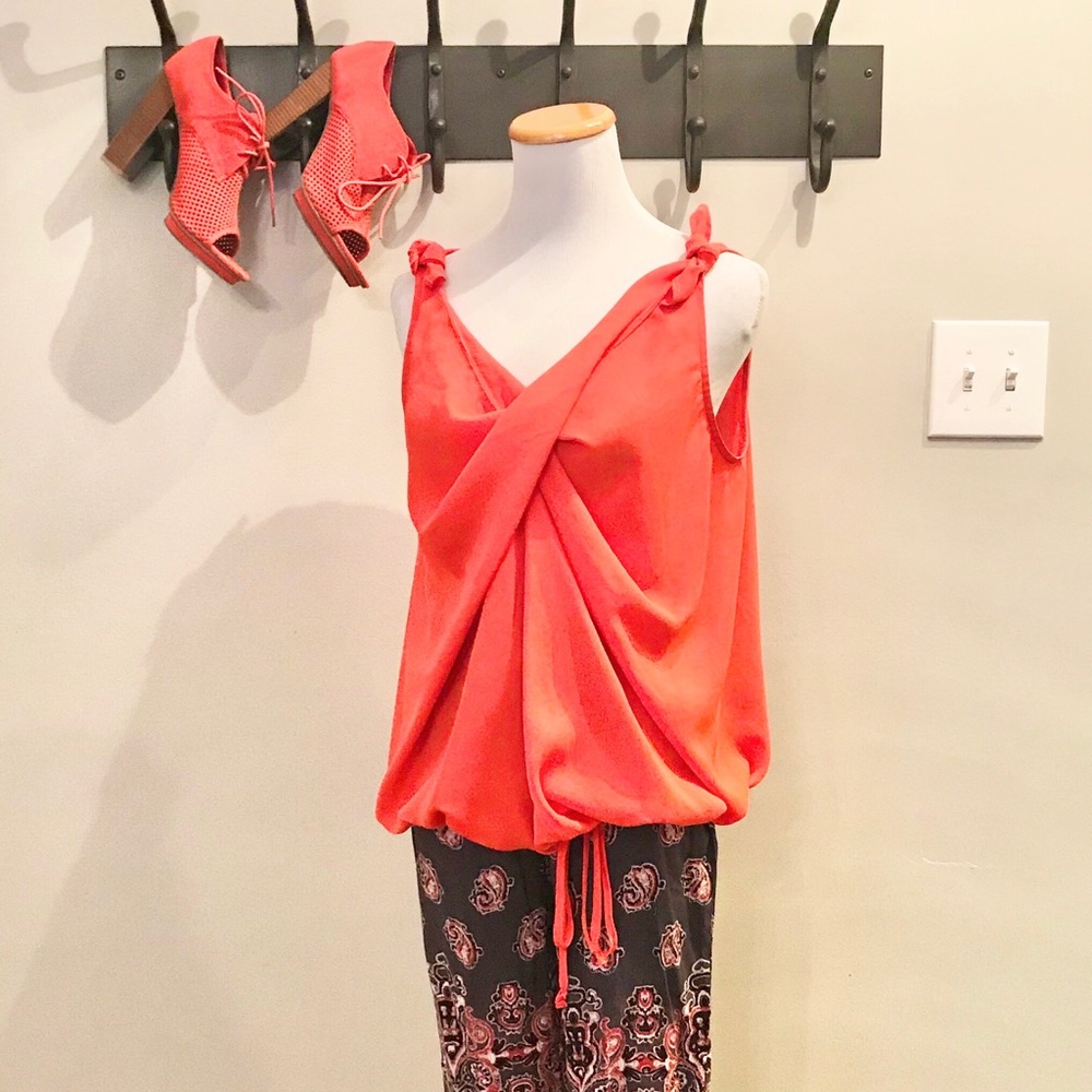 Rachel Roy | Draped Front Orange Top | Size M